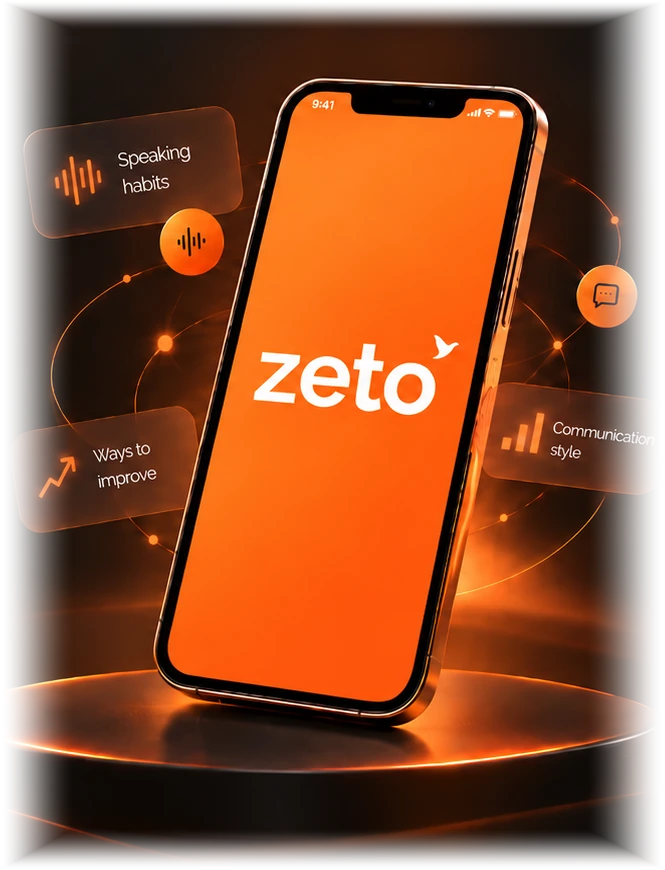 Zeto AI mobile app on an orange illuminated display